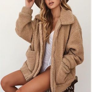 Brown Teddy Long Jacket